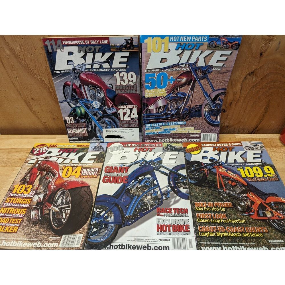 Lot Of 5 Vintage Hot Bike The Harley-Davidson Enthusiast's Magazine 2003